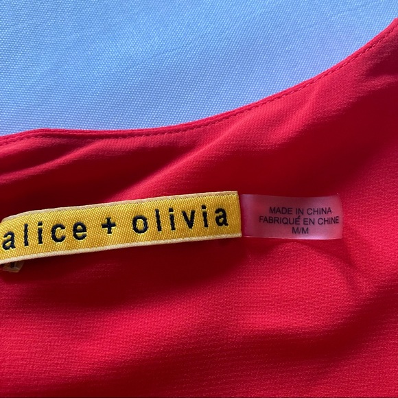 Alice + Olivia Shana Coral Pleated Scoop Neck Dress Size M - Picture 6 of 14